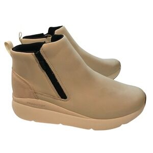ABEO Momentum Women's Beige Leather Side Zip Ankle Boots Comfort Size 8